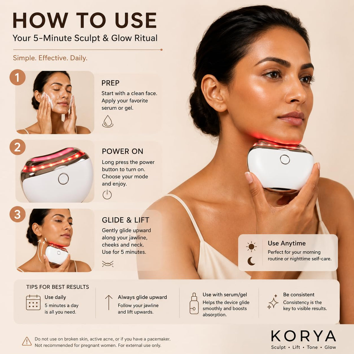 Sculpt EMS Microcurrent Gua Sha Massager for Face & Neck | Red Light Therapy, Heat & Sonic Vibration | Facial Sculpting Device