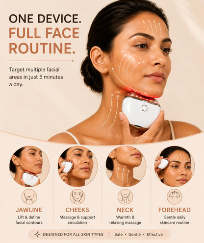 Sculpt EMS Microcurrent Gua Sha Massager for Face & Neck | Red Light Therapy, Heat & Sonic Vibration | Facial Sculpting Device